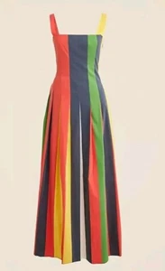 NWT J Crew x Christopher John Rogers Pleated Dress in Striped Stretch Taffeta 12 - Picture 1 of 4