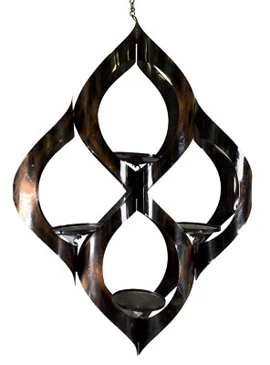 Золотистый подвесной 3-уровневый подсвечник середины века 20 x 14 дюймов - Изображение 1 из 4