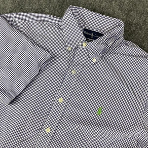 Ralph Lauren Hemd Herren Large Blau Kariert Classic Fit Button Down Kurzarm - Bild 1 von 8
