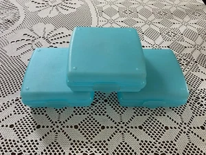 3 Stück Vintage Tupperware Klappdeckel türkis blau Sandwichbehälter Behälter - Bild 1 von 4