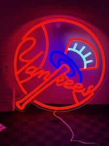 YANKEES Neon Signs for Wall Decor,Baseball Team Neon Lights for Bedroom,LED S... - Picture 1 of 2