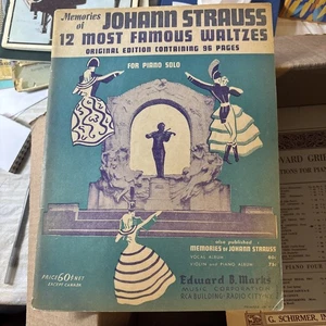Memories of Johann Strauss 12 MostFamous Waltzes ORIGINAL 1932 96 Pages Piano - Picture 1 of 5
