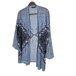 Isaac Mizrahi Live! Blauer leichter Kimono mit Paisleymuster vorne offen Gr. M - Bild 1 von 7