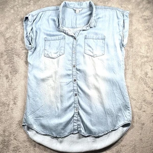 EST. 1946 Camisa Cambray Grande Para Mujer Botón Azul Tencel Lyocell Camiseta Informal - Imagen 1 de 12
