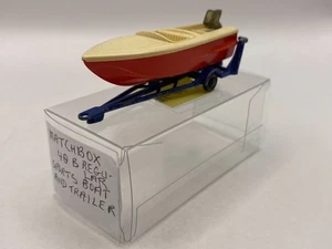 MATCHBOX LESNEY 48B SPORTS BOAT+TRAILER -RED+BLUE 3inch- GOOD CONDITION - 549 - Picture 1 of 5