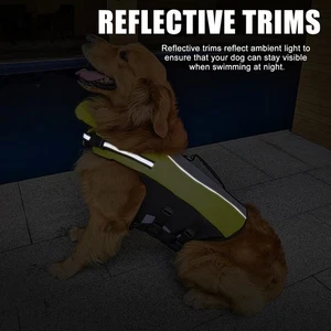 Dog Life Jackets With Handle Reflective Stripes Adjustable Fit Foldable Swimming - Picture 1 of 12