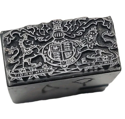 Antique Steel Engraved Royal Print Block Coat of Arms British Royalty Cipher UK - Image 1 of 4