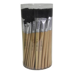 School Smart Pinsel mit schwarzen Borsten, kurzer Griff, verschiedene Größen, 7er Set - Bild 1 von 1