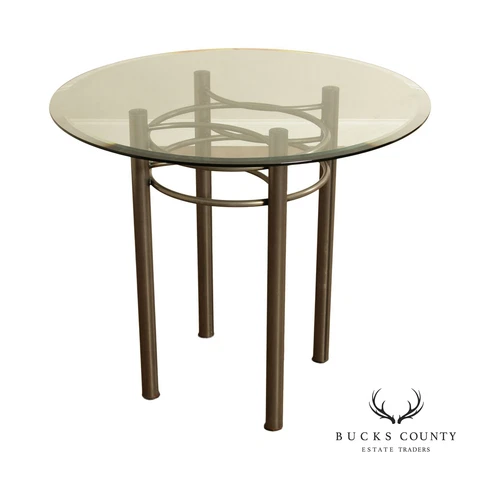 Contemporary Round Glass Top Steel Pub Table Cover