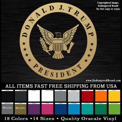 Donald J Trump Presidente Insignia Redonda-2 MAGA Calcomanía Adhesiva para Coche, Camión, Ventana Foto 1 de 4