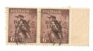 1947 Australia B.C.O.F. Stamps 6d purple-brown SG J4 pair Fine Used - Picture 1 of 2