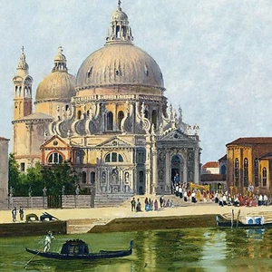 VENICE by A. Brandeis river boat Tile Mural Kitchen Backsplash Marble Ceramic - Picture 1 of 18