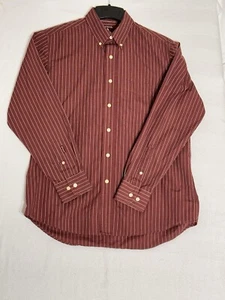 Antigua Shirt Mens Button Down Long Sleeve Maroon with Pen Stripes Casual Dad - Picture 1 of 7