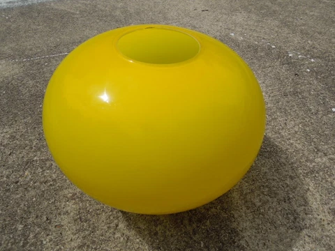 VINTAGE LARGE LIGHT GLOBE Mid Century Modern Glass Fixture Canary Yellow Cover