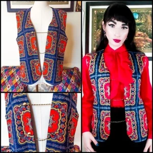 Vintage 1960s Psychedelic Waistcoat Abstract Chain Vest - Picture 1 of 5