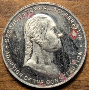 Ficha de Celebración del Sesquicentenario de Adopción de Constitución George Washington - Imagen 1 de 4