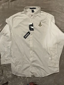 XL White Master Mason Button Down Dress Shirt Long Sleeve Wicking Stretch NEW! - Picture 1 of 3