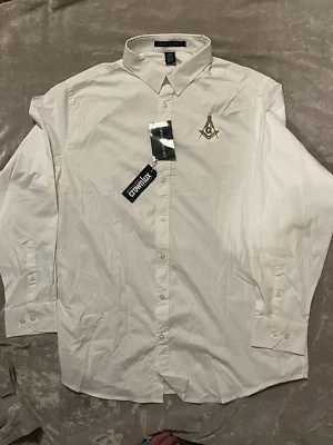 XL White Master Mason Button Down Dress Shirt Long Sleeve Wicking Stretch NEW! - Image 1 of 3