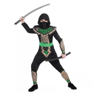 Deluxe Dragon Slayer Ninja Kostüm Kind Jungen klein 4-6 grün schwarz - Bild 1 von 1