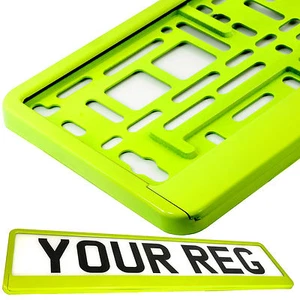 NEON YELLOW HIGHLIGHTER Car Number Plate Surround Holder FOR ANY CAR VAN TRAILER - Picture 1 of 8