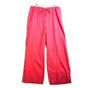 A New Day Coral Wide-Leg Drawstring Pants 100% Cotton Elastic Waist Womens Sz XL - Picture 1 of 9