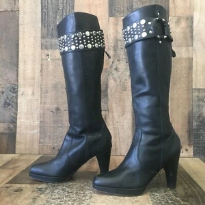 Stivali equitazione Frye Italy 77980 Katie alti con borchie e tacco donna 6 M - Foto 1 di 12