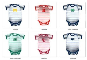 Body a Rayas de la NCAA Creeper por Dos Pies Adelante -Selecciona- Equipo Luego Talla Abajo - Imagen 1 de 11