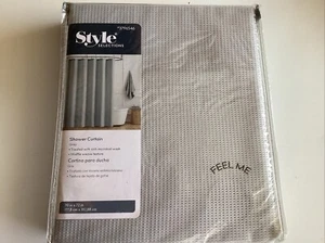 New! Style Selections Shower Curtain 70 in. X 72 in. Waffle texture Gray 3796546 - Picture 1 of 2