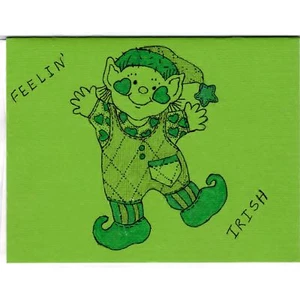 Dancing Leprechaun - D - Handmade Good Greeting Supply Card CLEARANCE - Picture 1 of 4