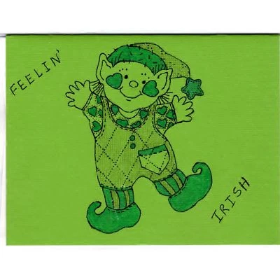 Dancing Leprechaun - D - Handmade Good Greeting Supply Card CLEARANCE - Image 1 of 4