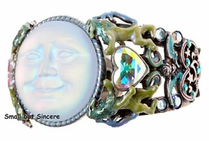KIRKS FOLLY LION HEART SEAVIEW MOON CUFF BRACELET - silvertone - Picture 1 of 5