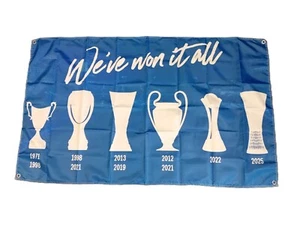 CHELSEA WE’VE WON IT ALL 2025 FOOTBALL EUROPEAN FLAG 5x3FT FREE 48 HOUR UK POST - Picture 1 of 3