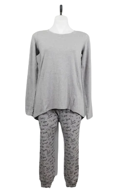 Conjunto de Pijama AnyBody Petite Cozy Knit Estampa Novidade, Cinza, Coração, XSP, Novo - Imagem 1 de 4