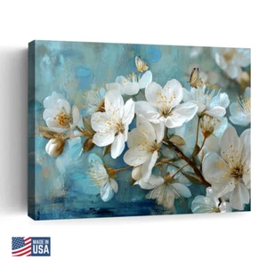 Blossom and White Magnolia Wall Art Posters with Butterflies Framed Vintage - Picture 1 of 8