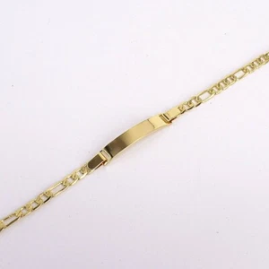 18k Layered Real Gold Filled I'd bracelet Figaro links 7.5 Inches - Picture 1 of 4