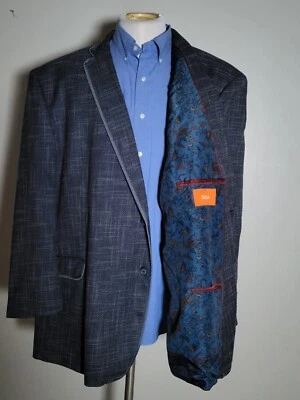 New 54R TALLIA Blue White Melange Check 4 Season Sport Coat Blazer Jacket - Image 1 of 4