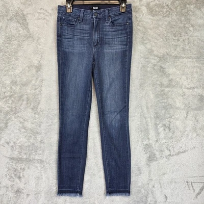 Pantalones de mezclilla Paige Hoxton al tobillo para mujer 27 azules tiro alto ajustados elásticos EE. UU. Foto 1 de 4