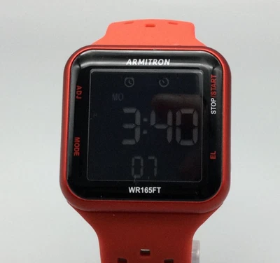 Reloj digital deportivo Armitron Pro para hombre 38 mm rojo EL retroiluminación alarma esfera negra Foto 1 de 4