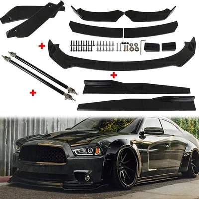 Kit de carrocería de alerón labial de parachoques delantero negro brillante para Dodge Charger 2006-2014 lateral Foto 1 de 4