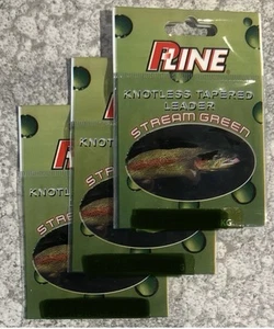 3 Packs P Line Knotless Tapered Fly Fishing Leader Stream Green 3X 7.5’ - Picture 1 of 1