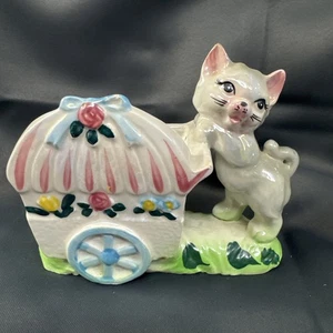Vintage - Ceramic Cat & Wagon / Carriage Planter - Anthropomorphic Design - Picture 1 of 12