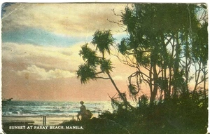 Philippines Manila - Sunset at Pasay Beach old postcard - Picture 1 of 4