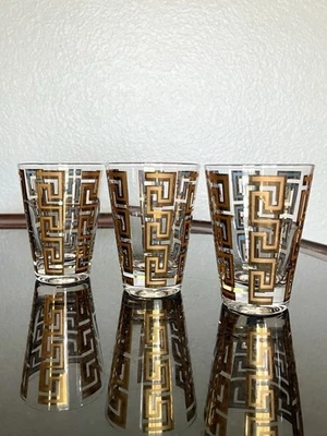 Juego de 3 llaves griegas vintage de 22k Georges Briard inclinadas antiguas, doradas Foto 1 de 4