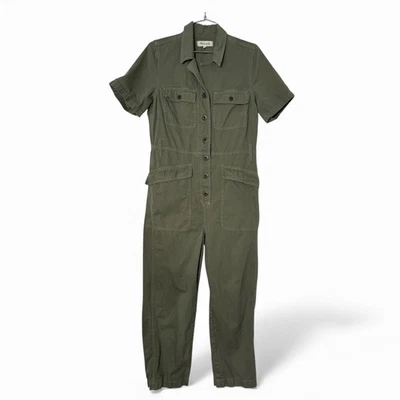 MADEWELL S/S 纽扣军装连身裤外套女式小号绿色实用 — 第 1/4 张图片