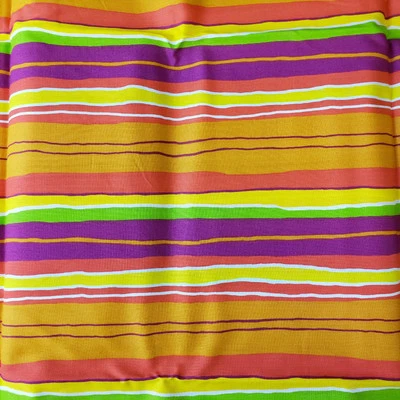 VIP Cranston Striped Fabric Remnant 35x44 Vintage Cotton Rainbow Quilt - Image 1 of 4