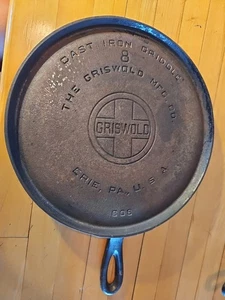 Griswold Cast Iron Griddle #8 Large Logo 608 Vintage USA - Picture 1 of 8