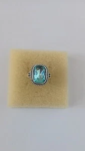 Wunderschöner Vintage Ring mit Aquamarin Blau Stein - Dm.19 mm,925 Silber - Bild 1 von 2