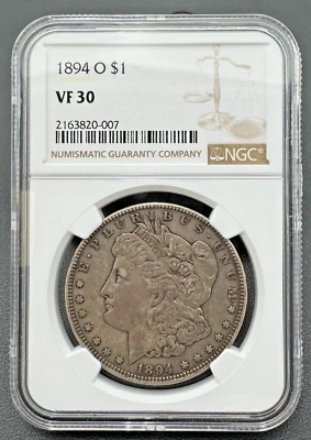 1894 O Morgan Silver Dollar $1 NGC VF 30, Low Mintage Semi-Key Date - Image 1 of 4