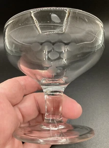 Vintage Low Champagne Coupes Crystal Etched 1940's Style Cocktail Glass - Picture 1 of 3