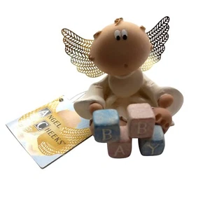 Angel Cheeks Cherub Baby Blocks Figurine Gold Wings Russ Kirks Kritters - Picture 1 of 8